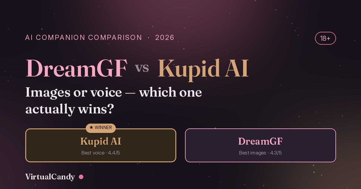 DreamGF vs Kupid AI comparison 2026 — Kupid AI rated best overall, DreamGF best for images