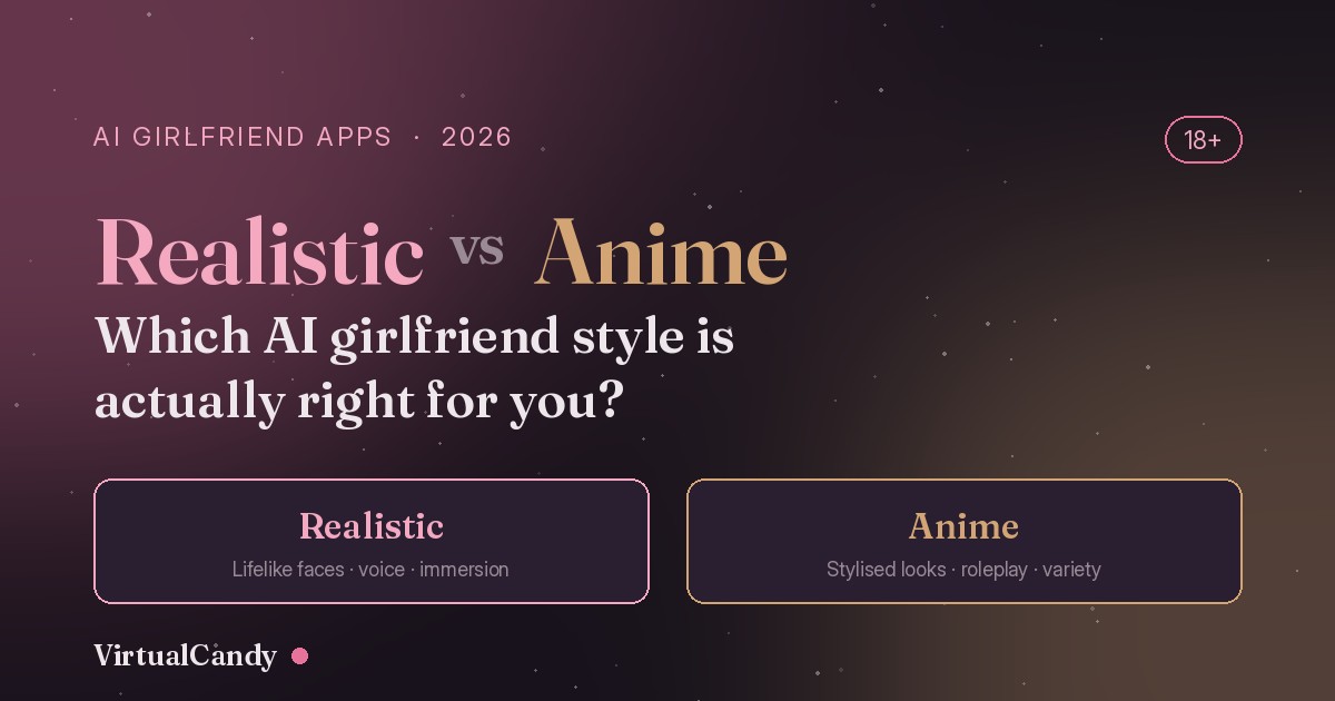 Realistic vs anime AI girlfriend apps compared 2026 — which style is right for you